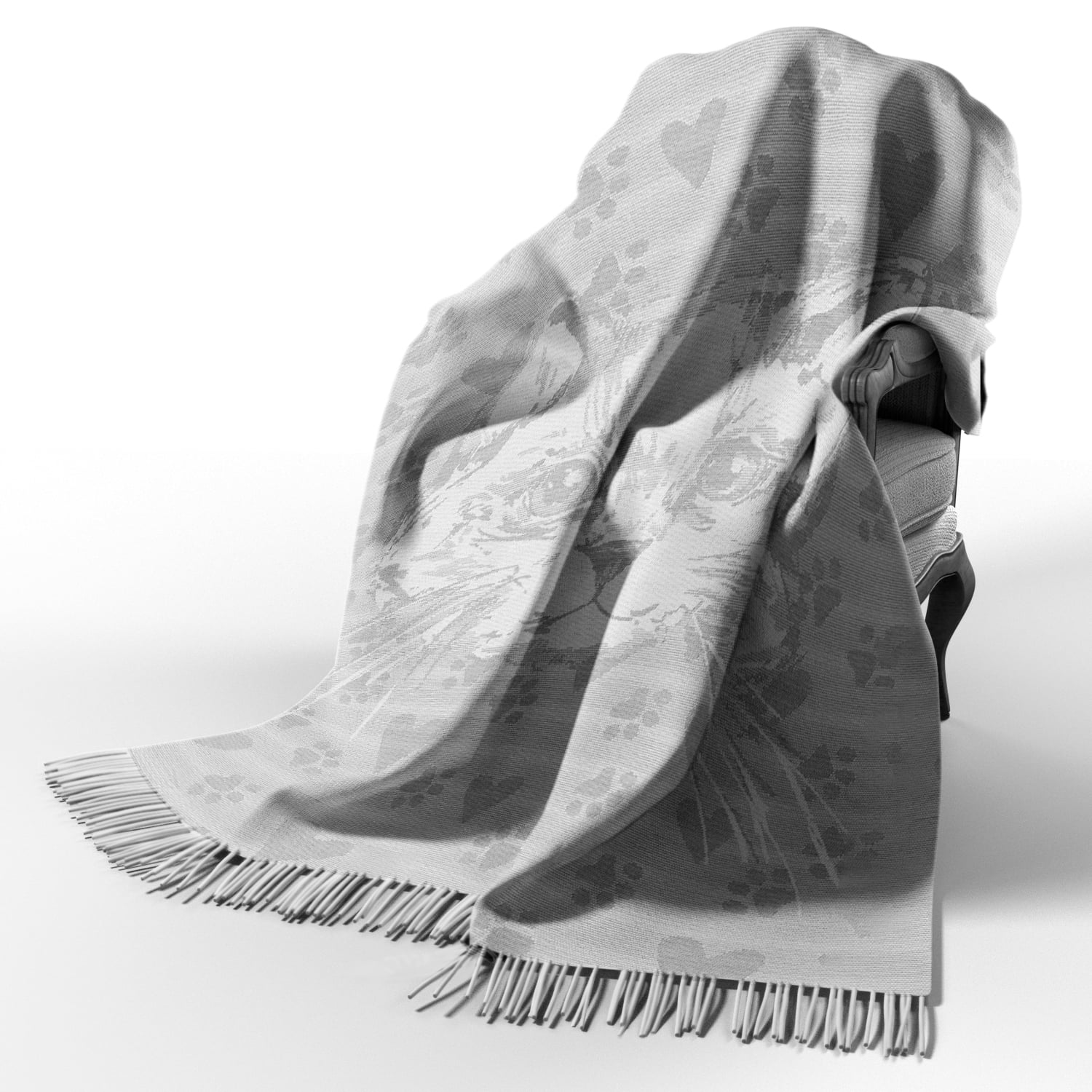 Плед хлопковый Love You Кот 140x200 см Серый (4372)