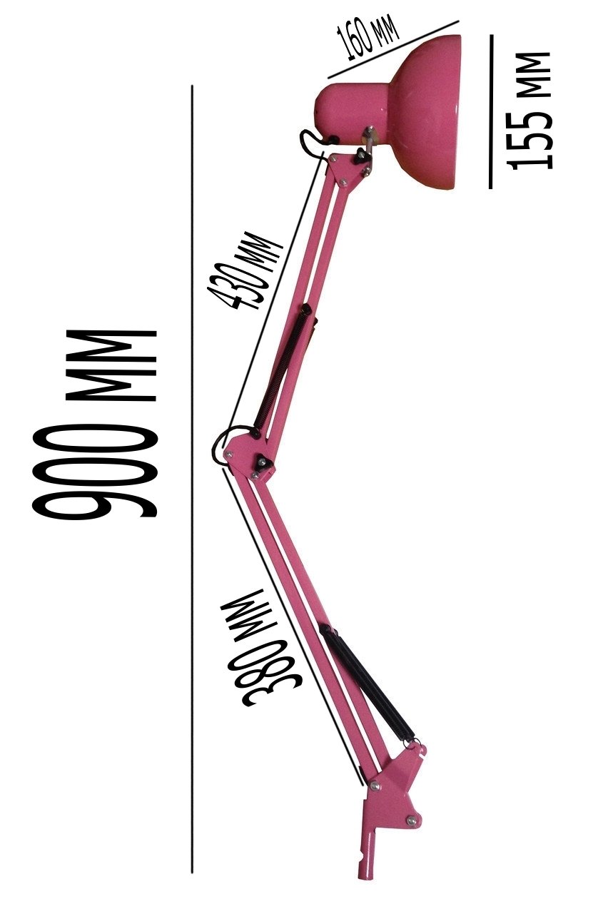 Лампа настольная Lumano 60W E27 LU-074-1800 на струбцине розовая - фото 2