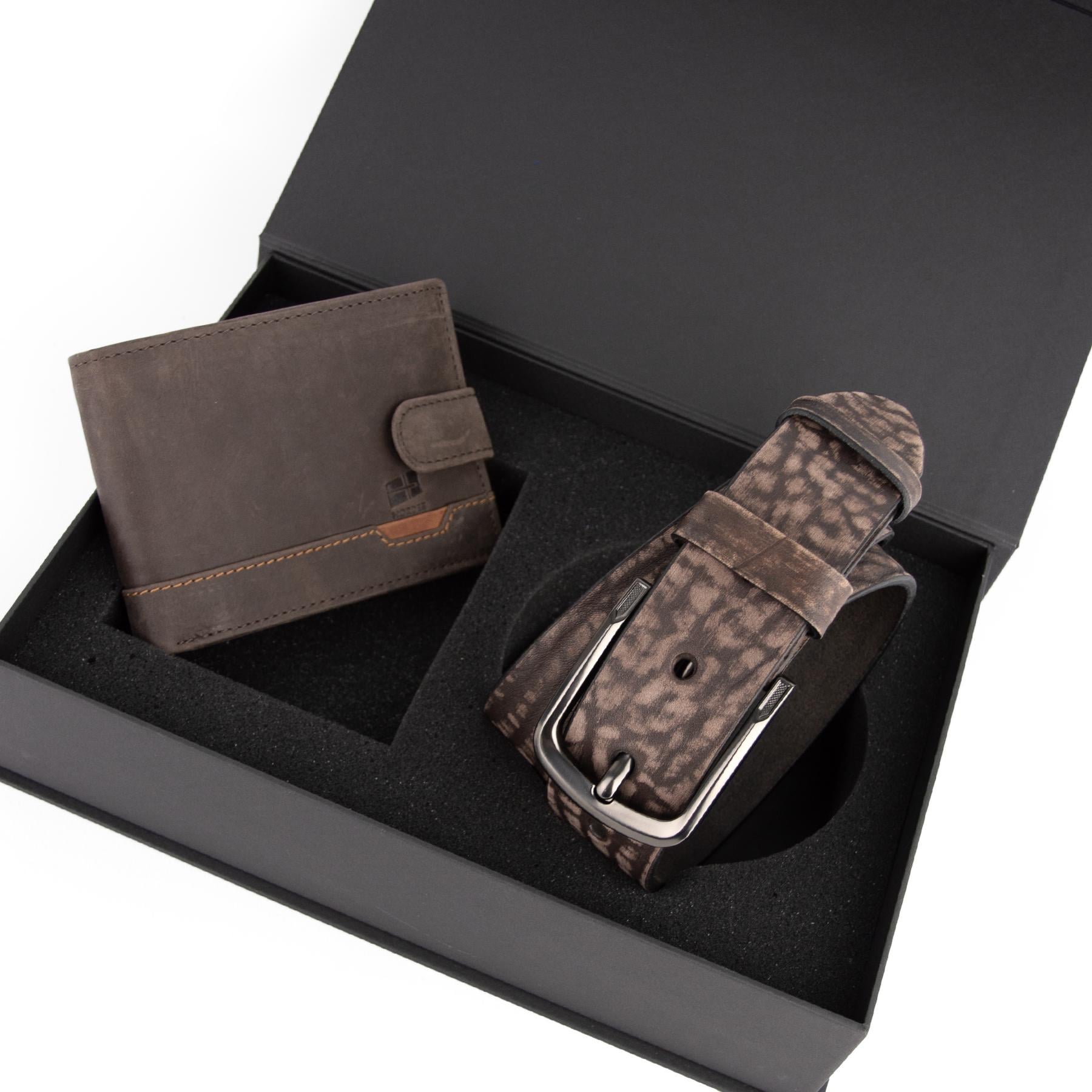 Подарунковий набір чоловічий Handycover 2518 портмоне та ремінь в коробці Коричневий (3009476501)