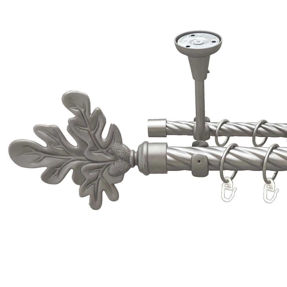 Карниз Orvit Листок Дуба металевий дворядний відкритий до стелі скручена труба кільце металеве 25/16 мм 200 см Сатин (00-00024099)