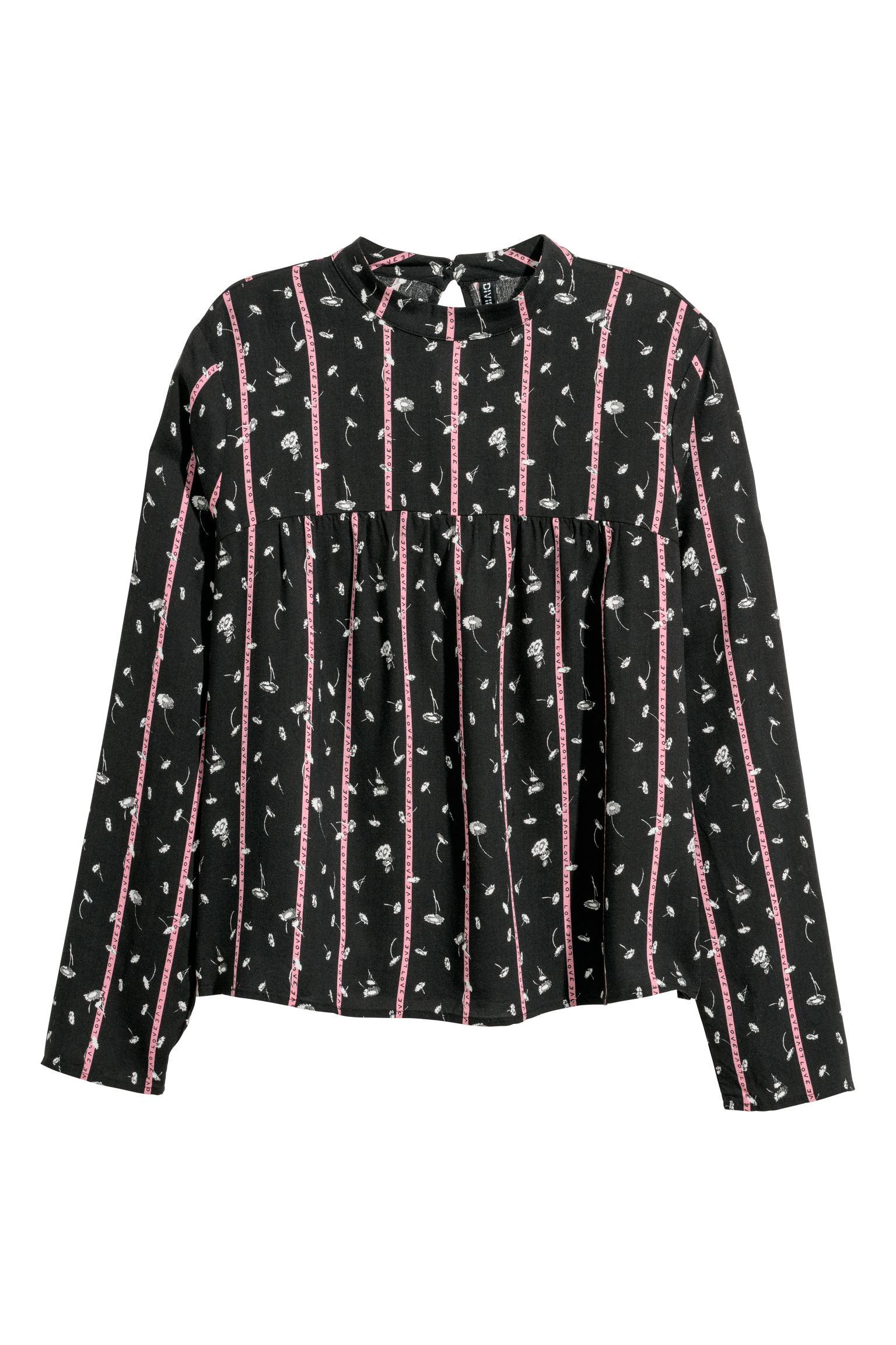 Блуза H&M Принт р. 32 Черный (1611607392)