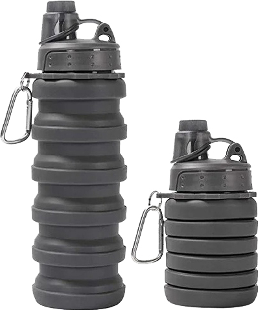 Пляшка для води силіконова складана EL-582 Чорний - фото 4 Пляшка для води силіконова складана EL-582 Чорний - фото 4