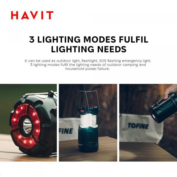 Фонарь кемпинговый Havit HV-S006 многофункциональный 3 Вт 300 Lm (27335) - фото 10 Фонарь кемпинговый Havit HV-S006 многофункциональный 3 Вт 300 Lm (27335) - фото 10