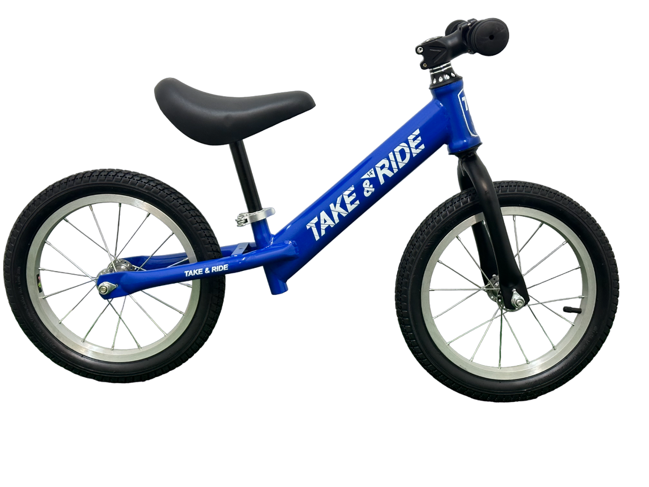 Біговел для дітей від 3 до 6 років Take&Ride MTB 14" з кермом на гумових колесах Синій