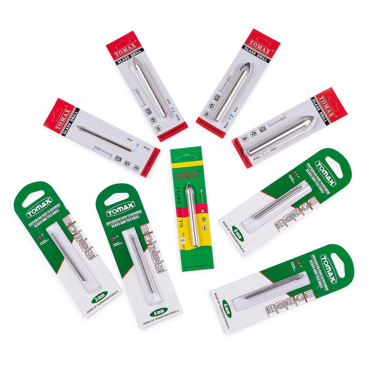 Свердла для плитки та скла TOMAX 3-14 мм 9 шт. (2748011329) Свердла для плитки та скла TOMAX 3-14 мм 9 шт. (2748011329)