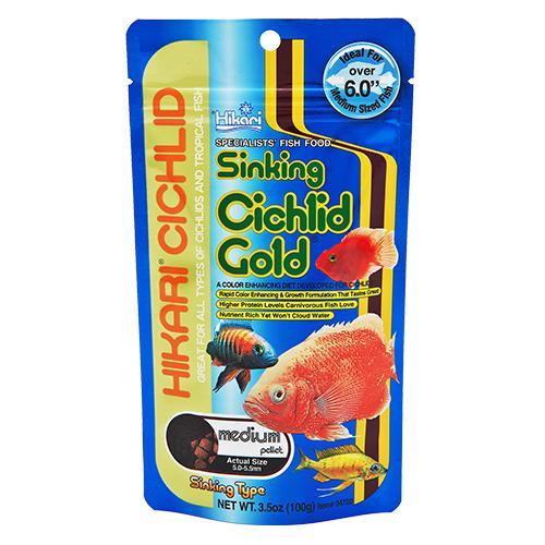 Корм Hikari Cichlid Gold Sinking для молодежи хищных цихлид 8-15 см S гранулы 3,0-3,4 мм 100 г тонущий (04620)