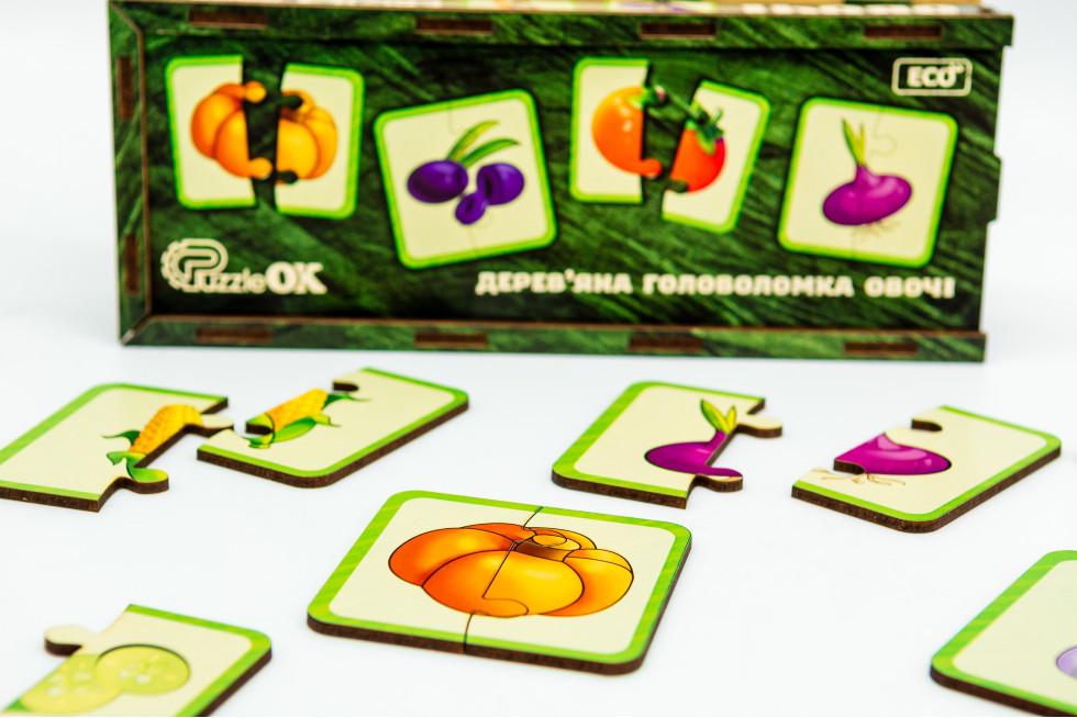Сортер-пазл дерев'яний дитячий розвиваючий PuzzleOK Овочі 40 деталей - фото 6 Сортер-пазл дерев'яний дитячий розвиваючий PuzzleOK Овочі 40 деталей - фото 6