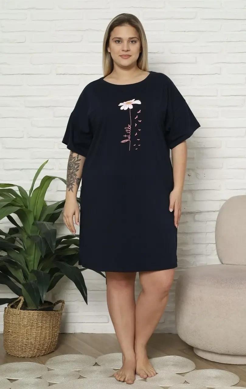 Рубашка хлопковая батал Nicoletta 84354k 5XL Темно-синий