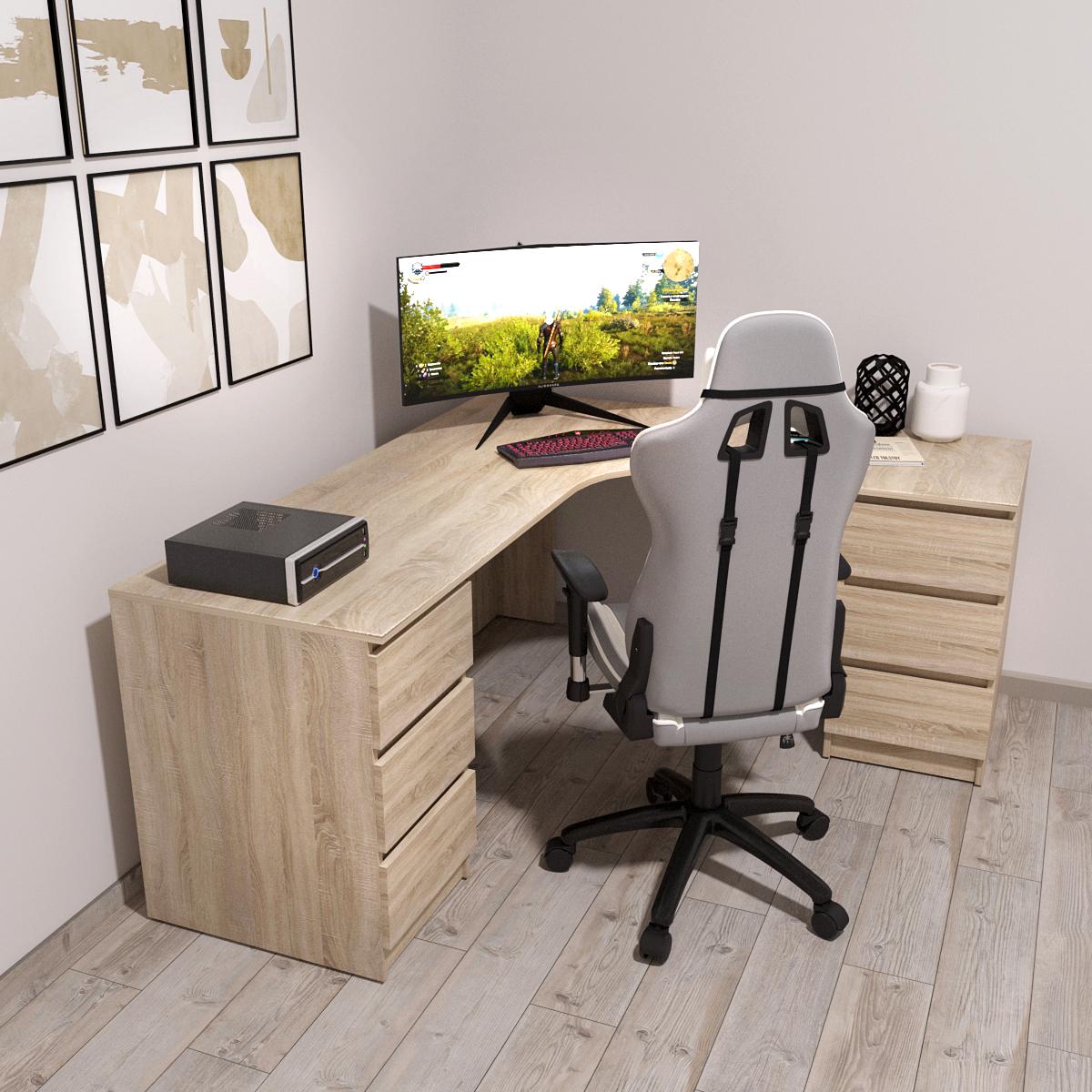 Письмовий стіл кутовий Mebellini Леон 1400/1400х750х600 мм Дуб Сонома (арт.SKEP1000-129) - фото 3