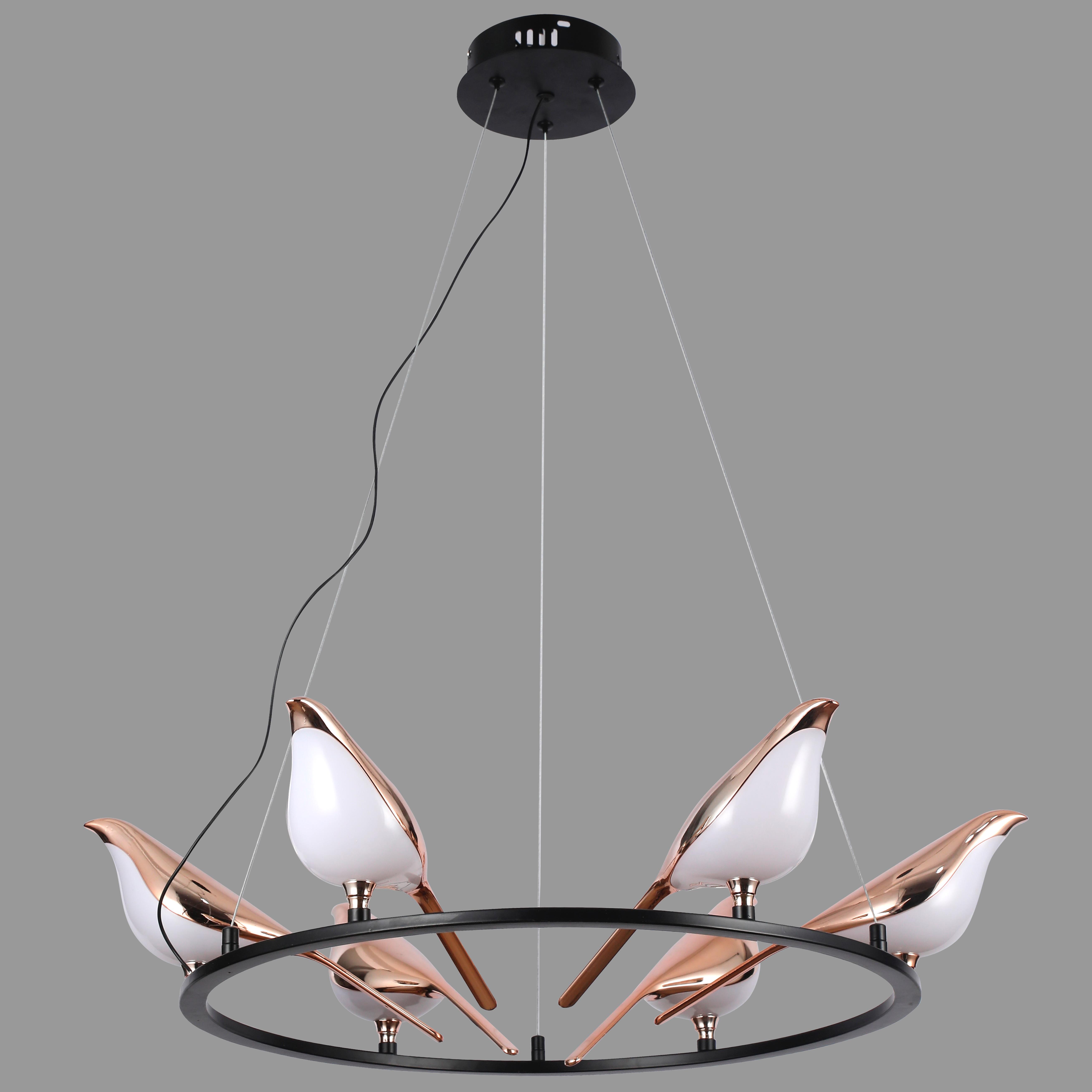 Люстра современная с птичками (84-V1004-6 BK+FGD)