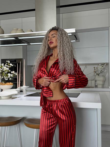 Пижама из шелка Манго S Красный с черным (2069) - фото 7