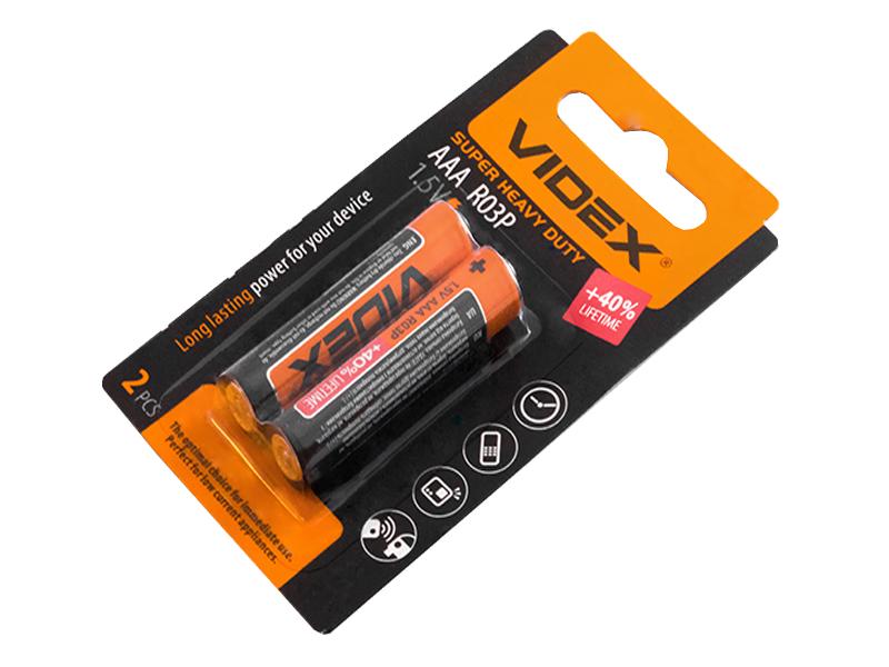 Батарейка сольова Videx ААА/R03P 2 шт. (3292)