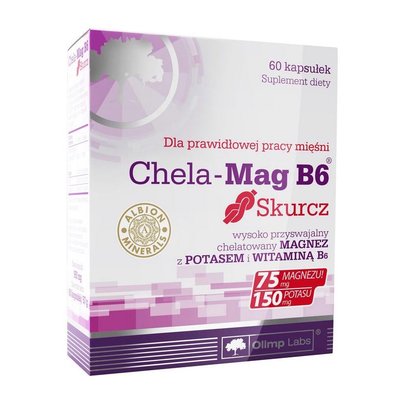 Комплекс магния бисглицинат оксид с витамином B6 и калием Olimp Chela-Mag B6 Skurcz 60 капс.