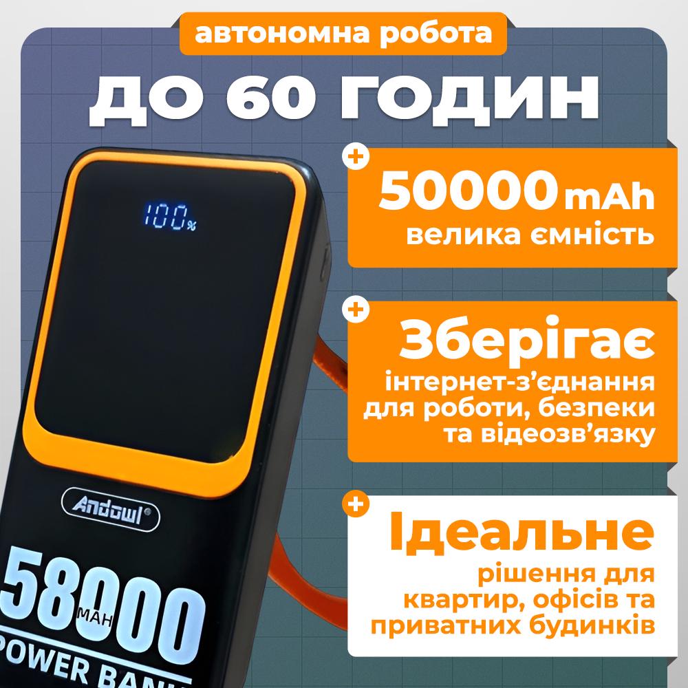 UPS-комплект для роутера Andowl 88 та швидка зарядка з кабель-перехідником USB DC 9/12V 50000 mAh Чорний (fa4e8ad3) - фото 3