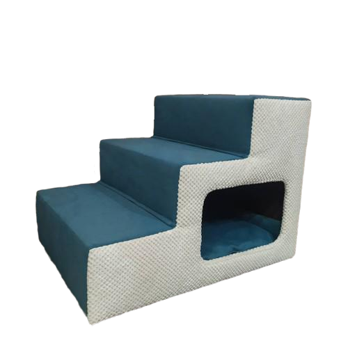 Ступеньки прикроватные для собачек с входом 55х42х42 см Синий/Белый (00130)