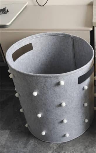 Корзина для вещей/игрушек из войлока с искусственным жемчугом Серый (2644918168) - фото 2 Корзина для вещей/игрушек из войлока с искусственным жемчугом Серый (2644918168) - фото 2