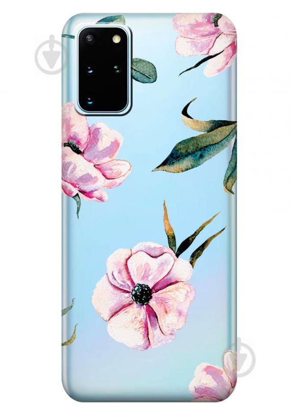 Прозрачный силиконовый чехол iSwag для Samsung Galaxy S20 Plus Пионы (M1073)