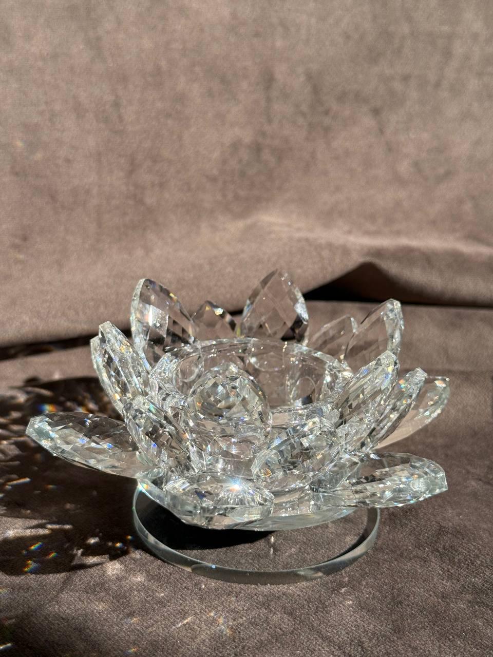 Подсвечник декоративный стеклянный YIWU Хрустальный цветок лотоса 6 см Прозрачный (HP-4-90)