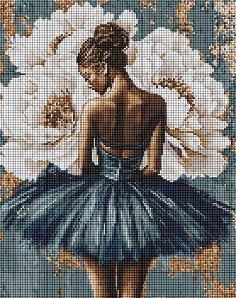 Алмазна мозаїка Балерина з білими півоніями art_selena_ua 40х50 см (AMO8352)