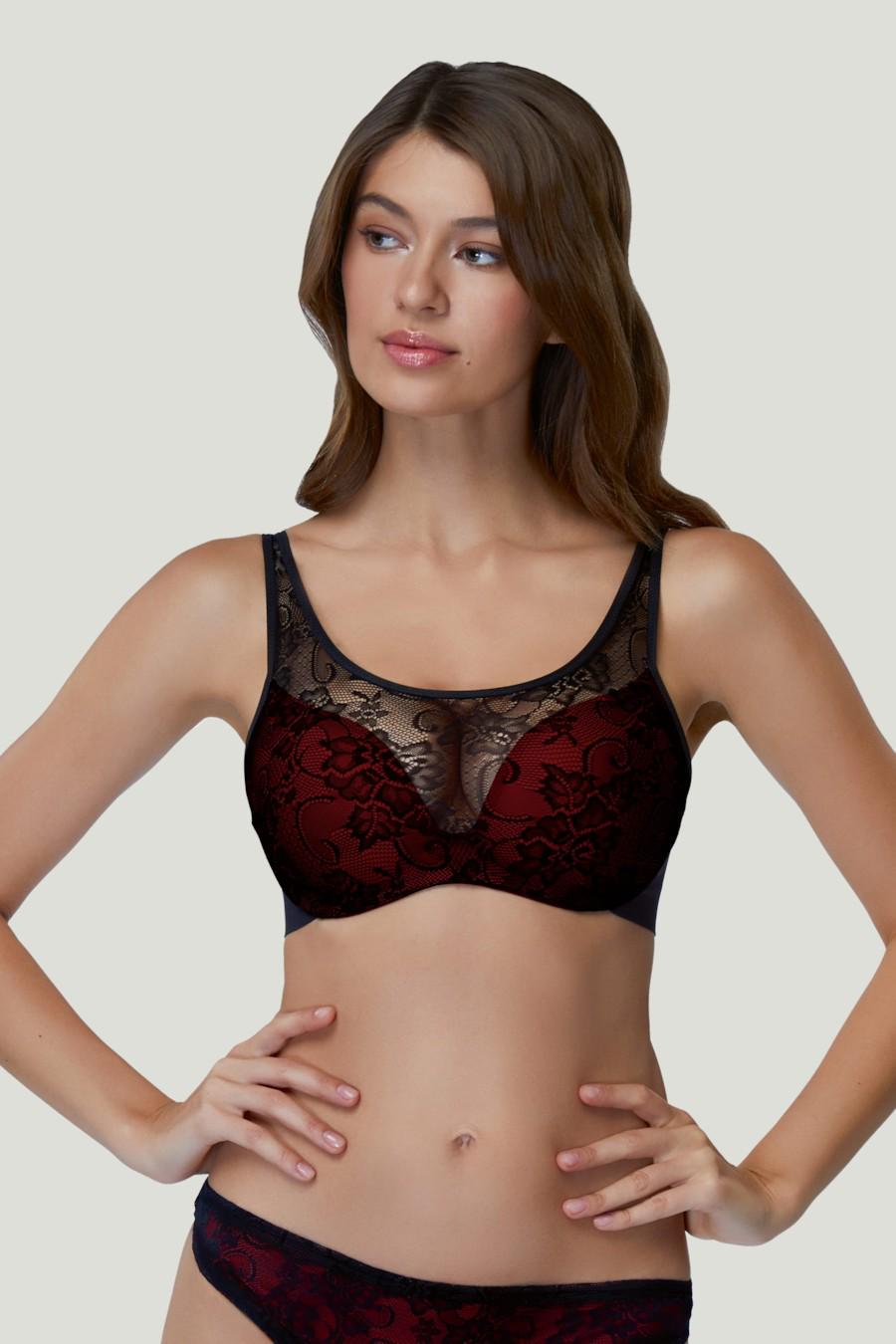 Топ с уплотненной чашкой Marc & Andre 70E Черно-красный (65637)