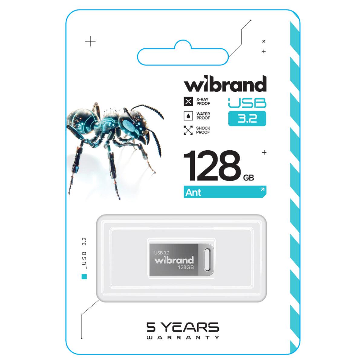 Флеш пам'ять Wibrand USB 3.2 GEN1 ANT 128 Gb Silver - фото 1