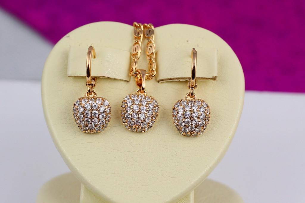 Набор Xuping Jewelry Серьги и кулон яблочки Золотистый