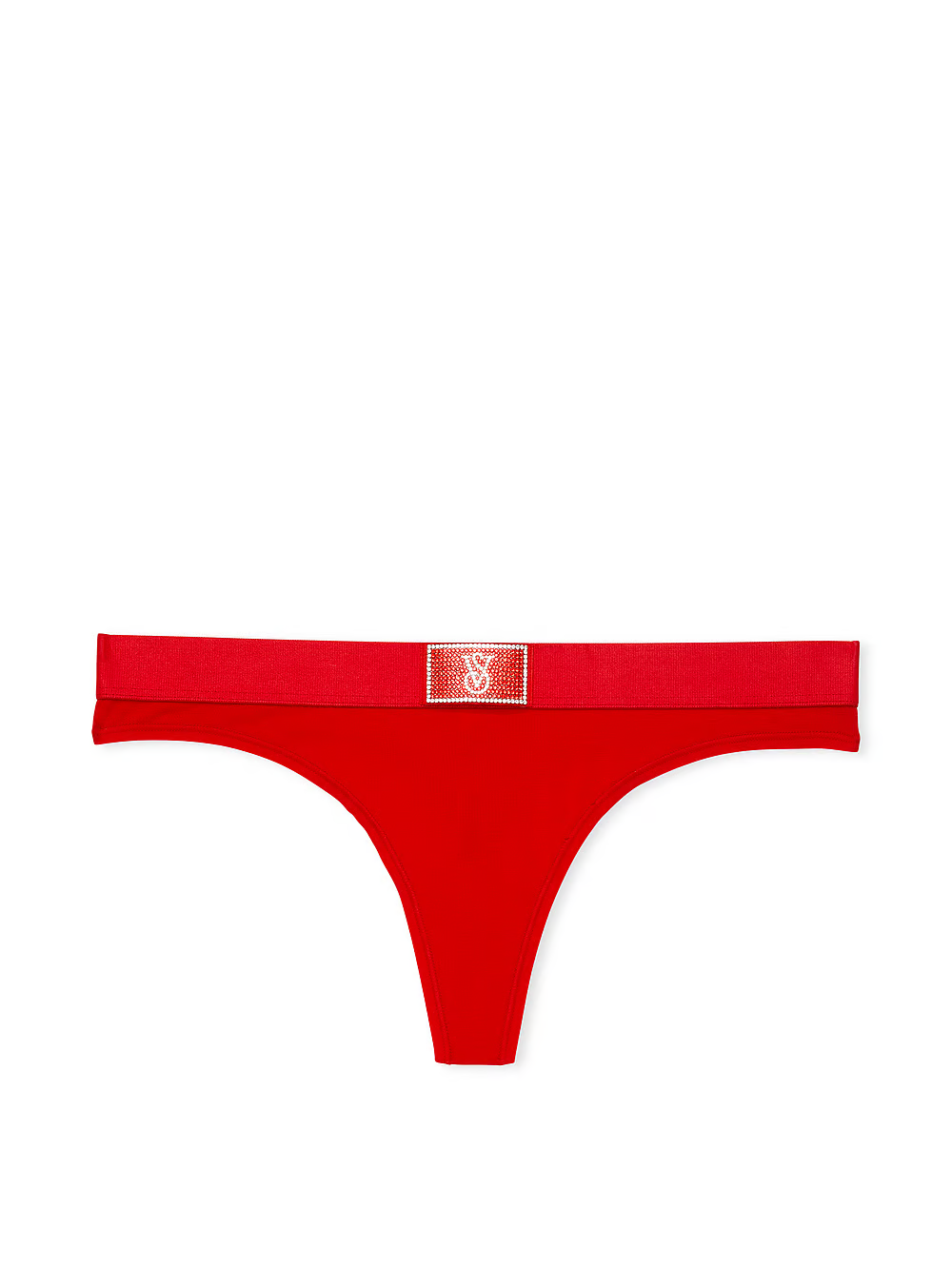 Трусики Victoria's Secret Logo Cotton Shine Patch Thong Panty XS Червоний