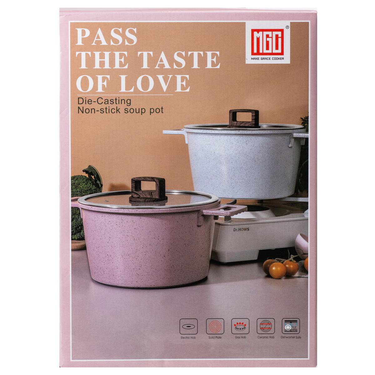 Кастрюля алюминиевая MGC с гранитным антипригарным покрытием и стеклянной крышкой 5,3 л Белый - фото 6 Кастрюля алюминиевая MGC с гранитным антипригарным покрытием и стеклянной крышкой 5,3 л Белый - фото 6