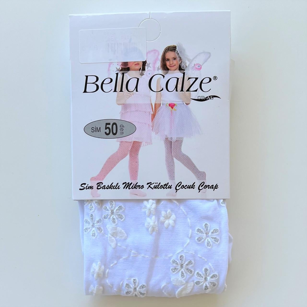 Колготки детские Bella Calze плотные с серебристым принтом 116-128 см Белый (32408144)