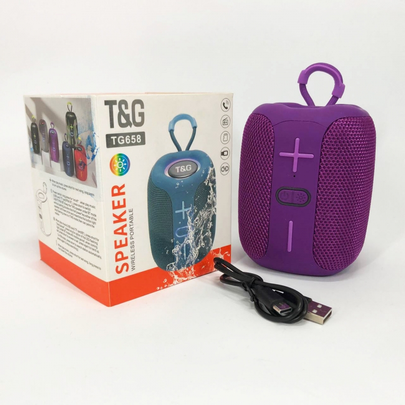 Колонка портативная TG 658 с RGB подсветкой Purple (tf4902) - фото 3