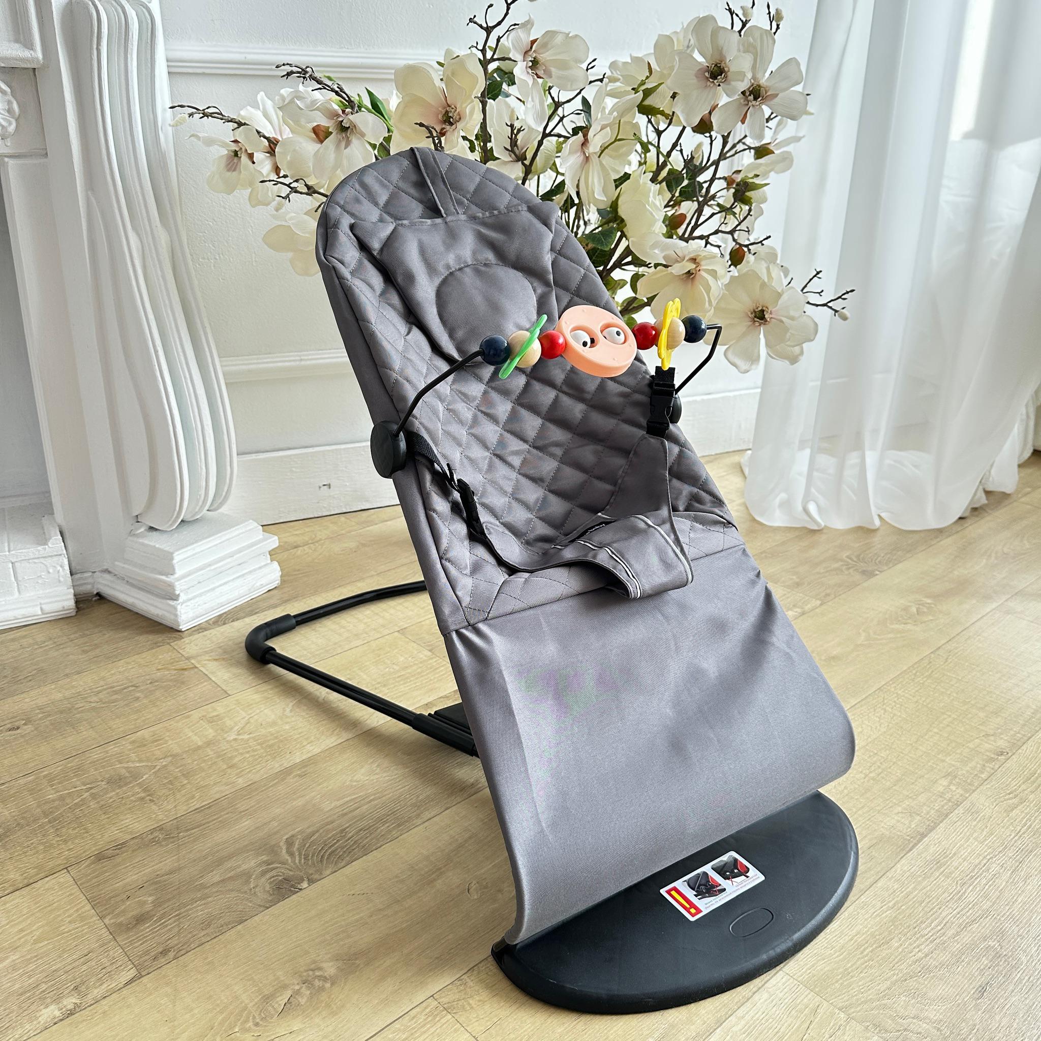 Шезлонг дитячий центр, що заколисує, з подушкою і дугою для новонароджених дітей Сірий - фото 1 Шезлонг дитячий центр, що заколисує, з подушкою і дугою для новонароджених дітей Сірий - фото 1