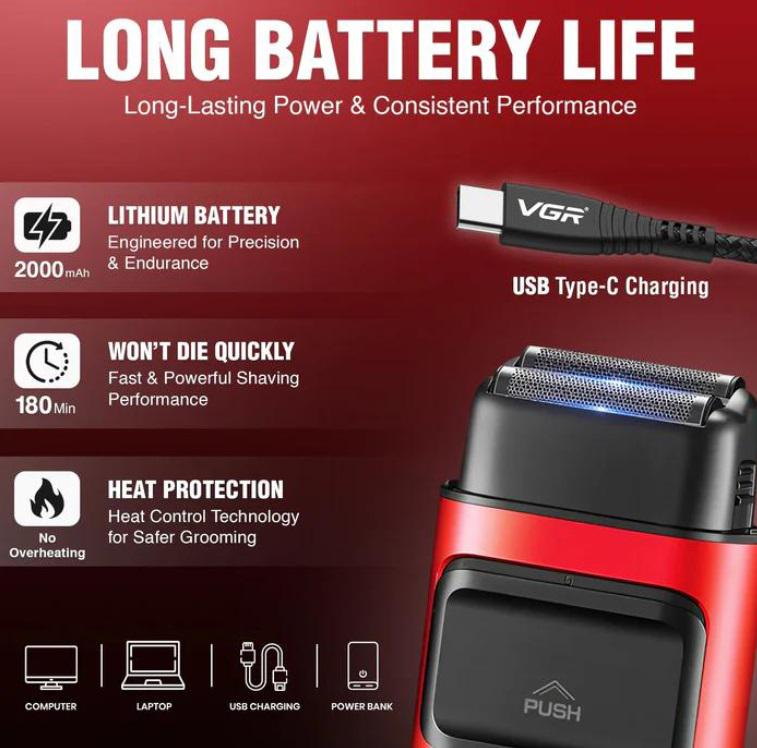 Электробритва VGR V-307 Red - фото 3