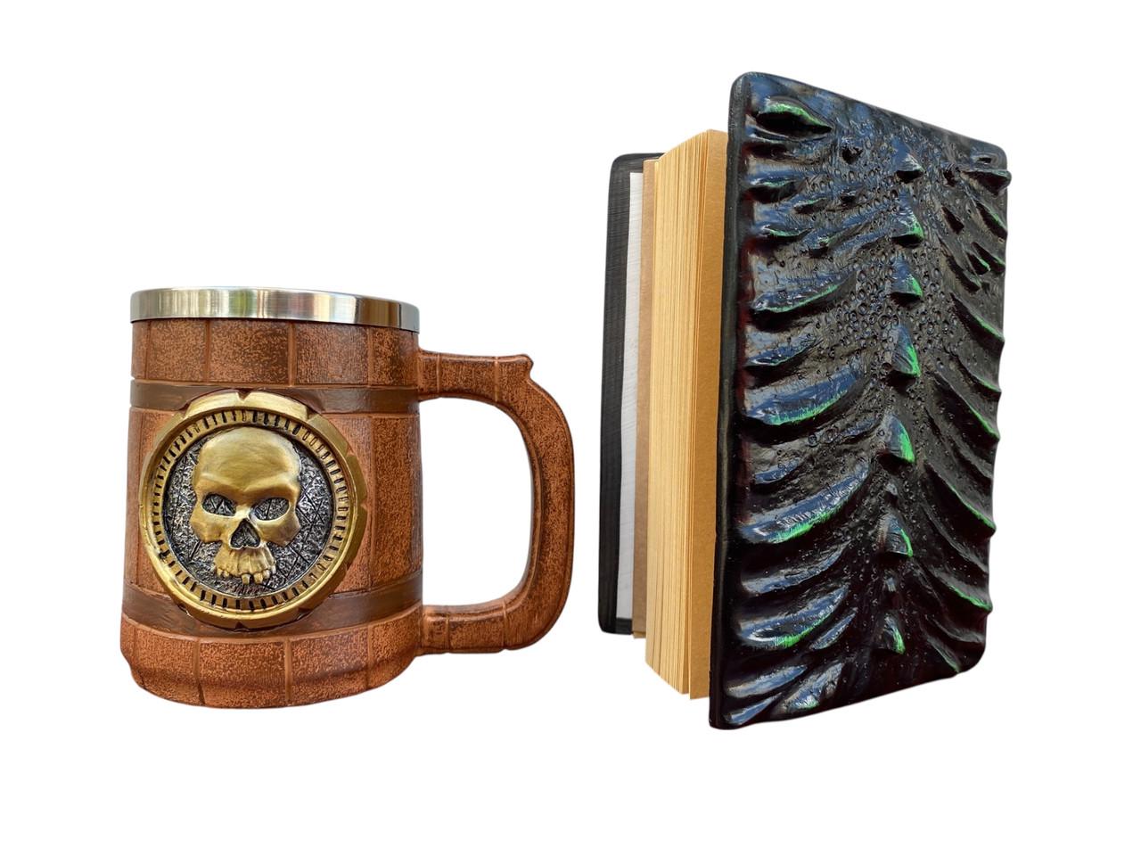 Подарунковий набір Кухоль 3D Череп Gold Rose/Блокнот 3D Око Лісового Дракона (2746587700) - фото 2