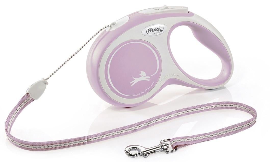 Поводок-рулетка Flexi New Comfort S Cord 5 м шнур до 12 кг Розовый (1684048397)