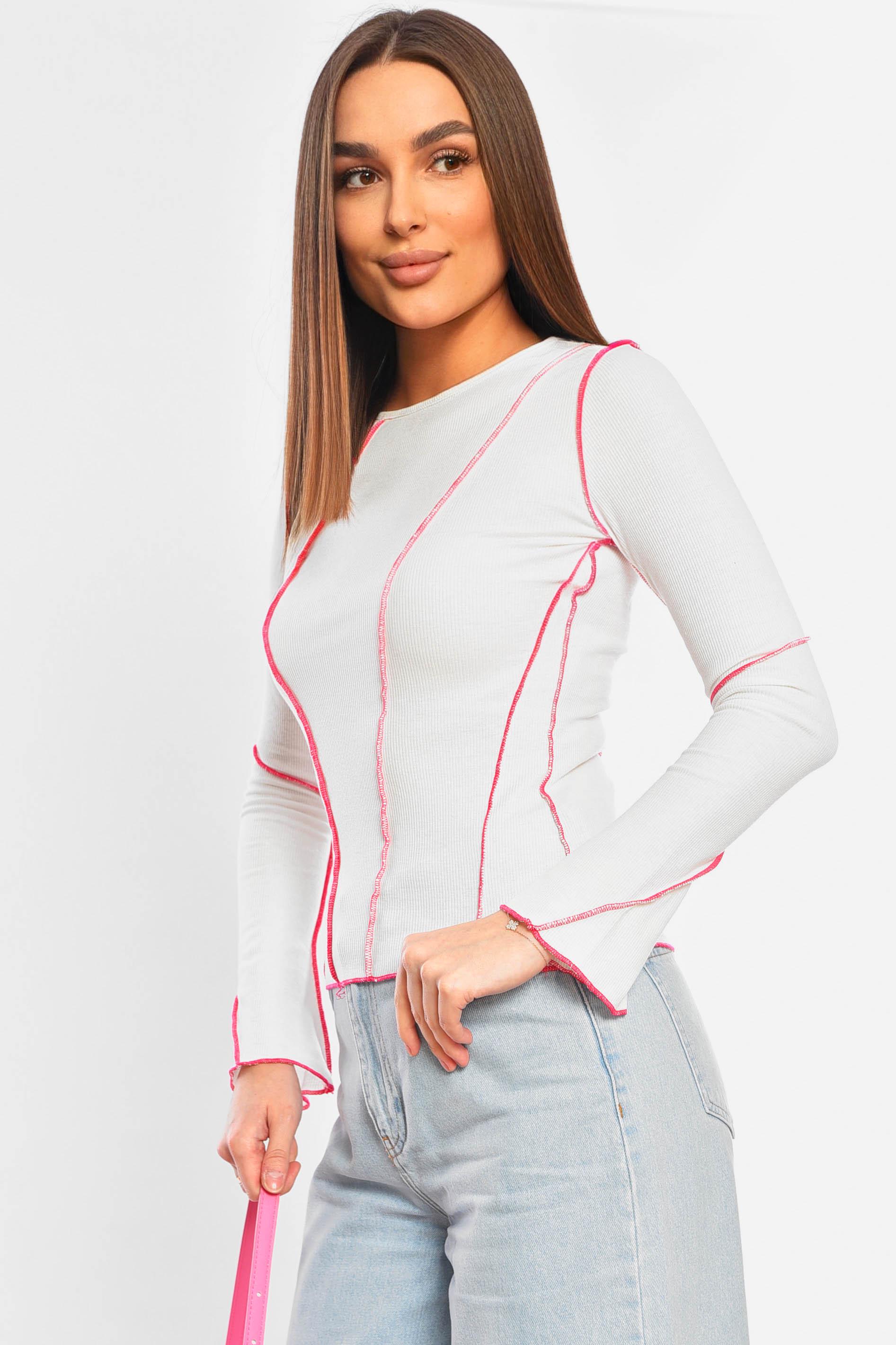 Кофта жіноча 201337 в рубчик S-M Білий (201337_!312594_42-44) - фото 2 Кофта жіноча 201337 в рубчик S-M Білий (201337_!312594_42-44) - фото 2