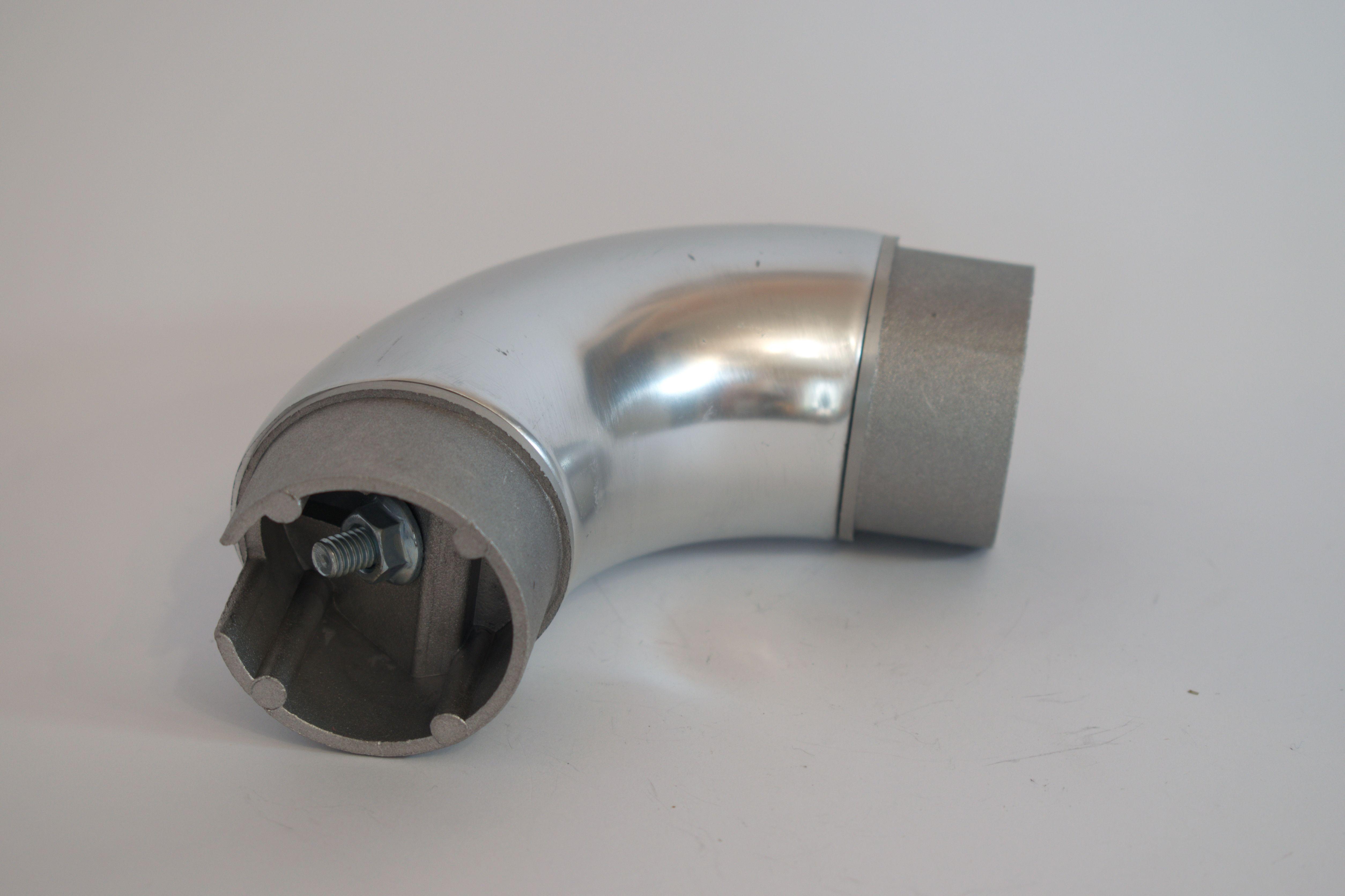 Поворот поручня 90° до алюмінієвих поручнів тип коло Срібний (10521с)