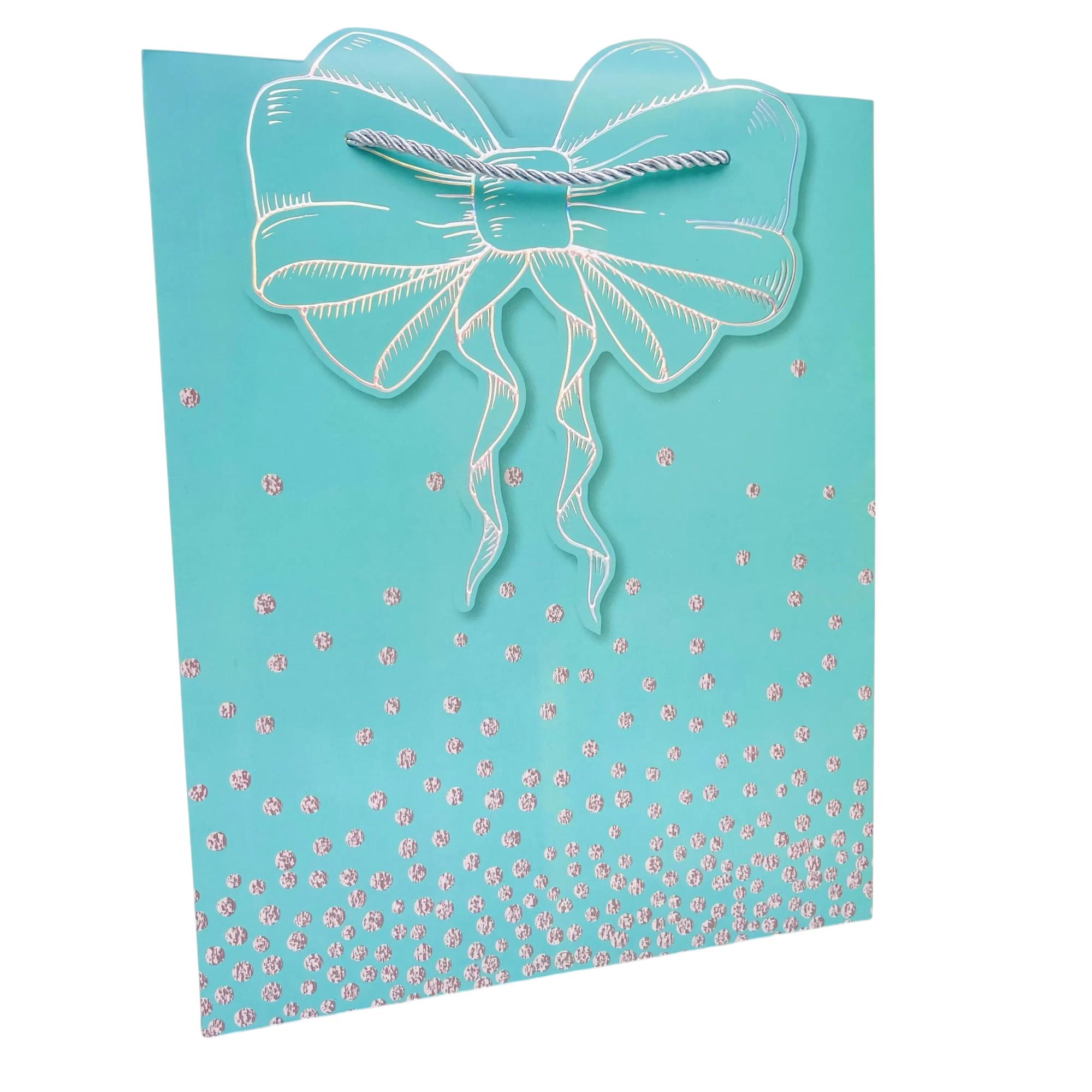 Подарунковий пакет Stenson Bow 3D 18x23x10 см Бірюзовий (R94891-S)
