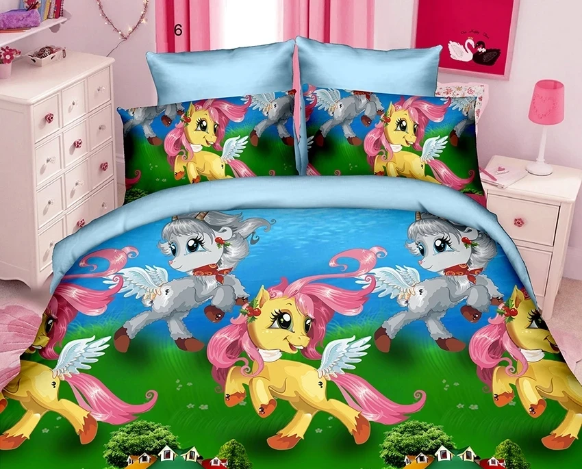 Комплект постельного белья TAG Tekstil R8657 для девочки маленькие пони 150x215 см (1583)
