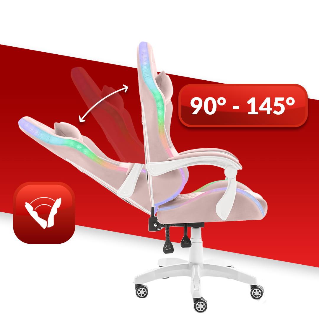 Крісло ігрове Hell's HC-1000 LED тканина Pink - фото 7