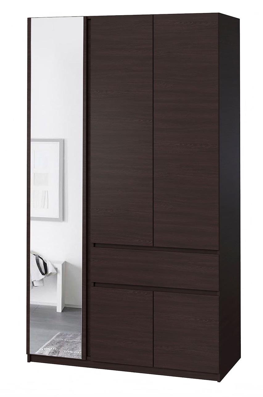 Шкаф для одежды без ручек с полками и ящиком из ЛДСП 1221х2000х520 мм Венге магия (20479) - фото 1