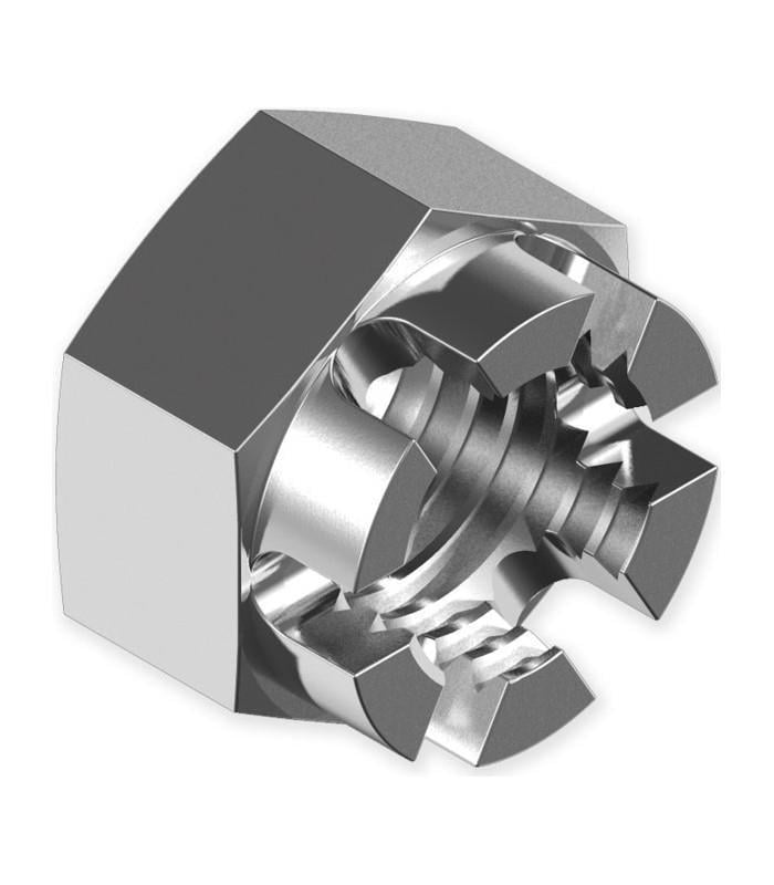 Гайка корончаста Metalvis М14 DIN935 сталь 8 крок 1,5 під ключ 22 мм цинк 50 шт. Білий (6KR2000006KR142001)