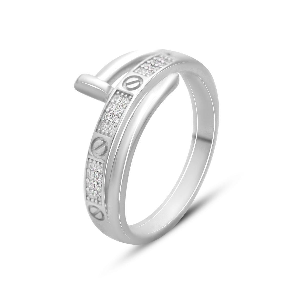 Кольцо серебряное LoveR с гладкой формой и дорожкой фианитов в стиле минимализм р. 18