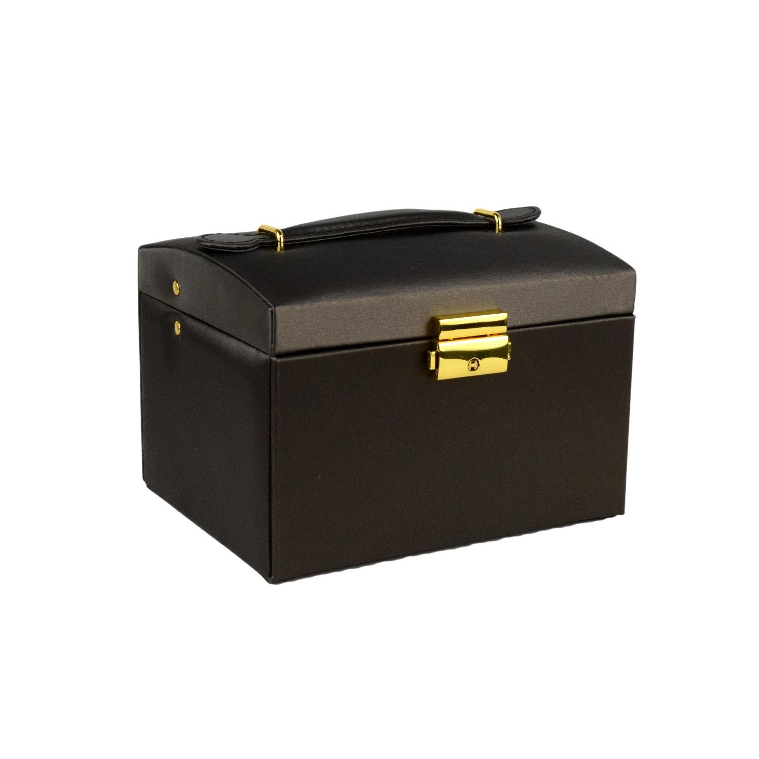 Шкатулка для украшений с зеркалом и ящичками 18х14х12,5 экокожа 12х12х5 см Черный (ШДД-13-7) - фото 5 Шкатулка для украшений с зеркалом и ящичками 18х14х12,5 экокожа 12х12х5 см Черный (ШДД-13-7) - фото 5