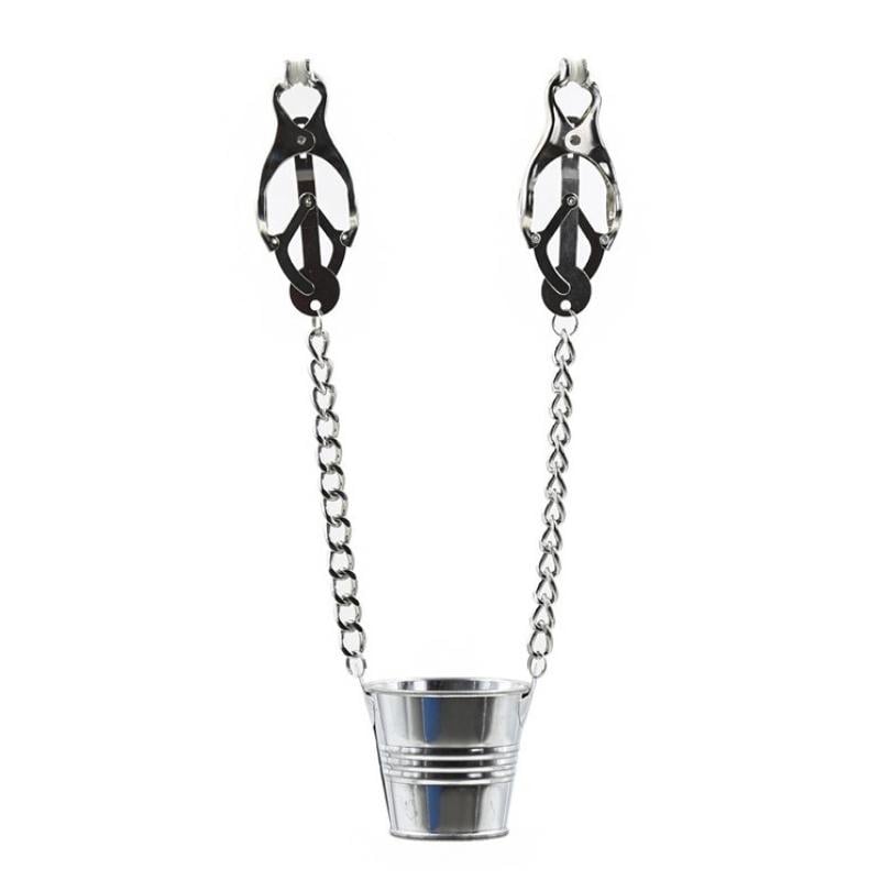 Зажимы для сосков с ведерком для спермы Bucket Japanese Clover Clamps Chain (1000058087)