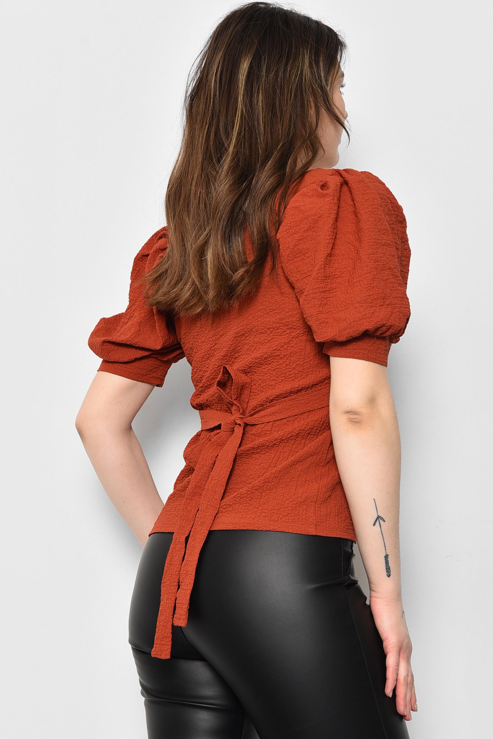 Блуза женская с коротким рукавом р. 42 Террактовый (173656) - фото 3 Блуза женская с коротким рукавом р. 42 Террактовый (173656) - фото 3