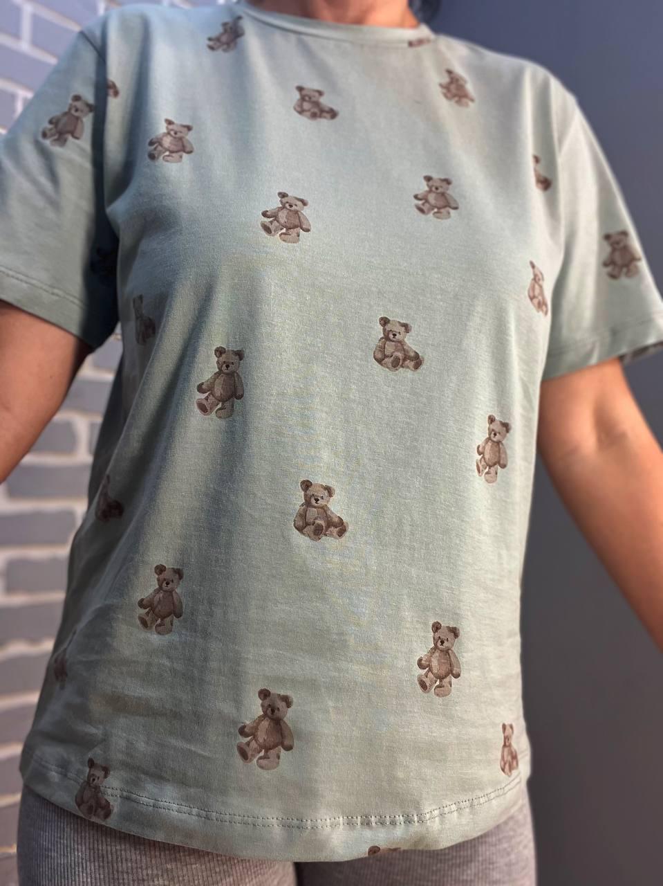 Футболка жіноча PEPPER MINT CB24-35 ведмедики M Оливковий (1602)