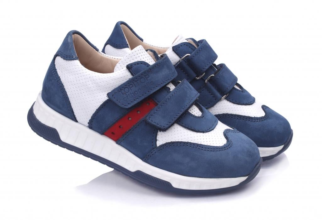 Кроссовки Topitop для мальчиков кожа/нубук р. 27 Сине-белый (14571)