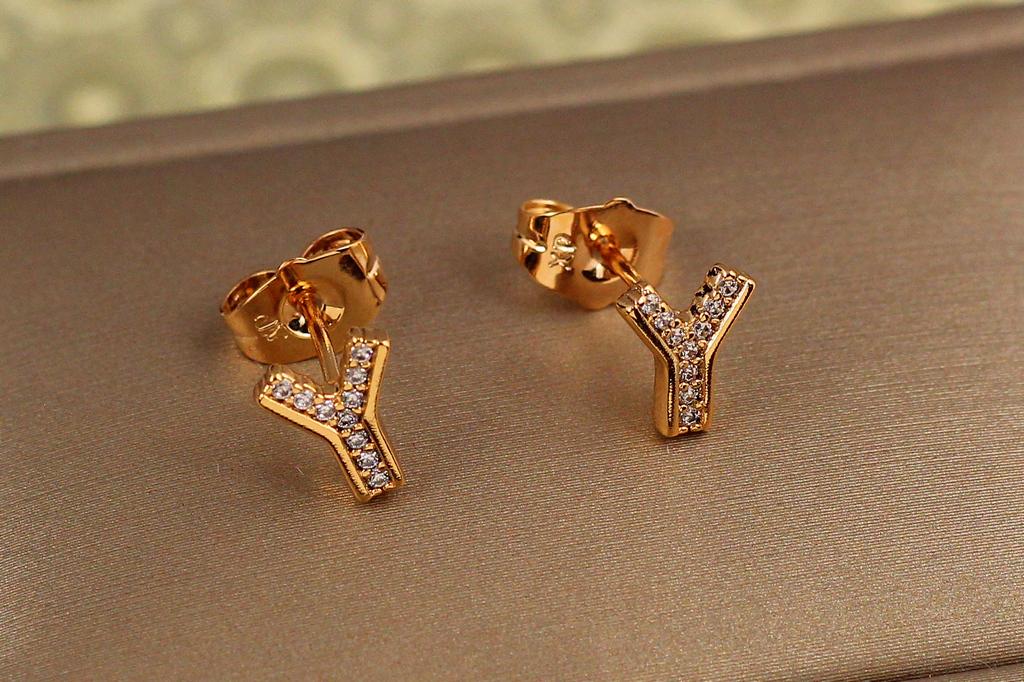 Серьги гвоздики Xuping Jewelry Буква Y 8 мм Золотой (31919330)