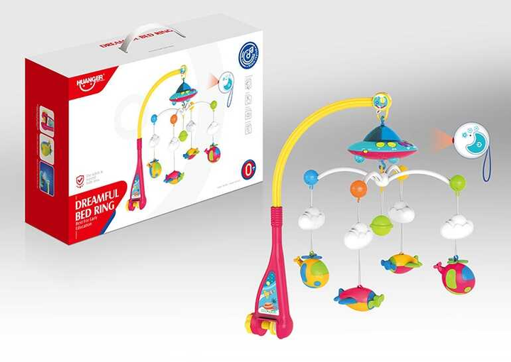 Мобиль НЕ 0304/24/2 Карусель музыкальная на батарейках/световая проекция/4 подвески/пульт д/у/в коробке (25442769)