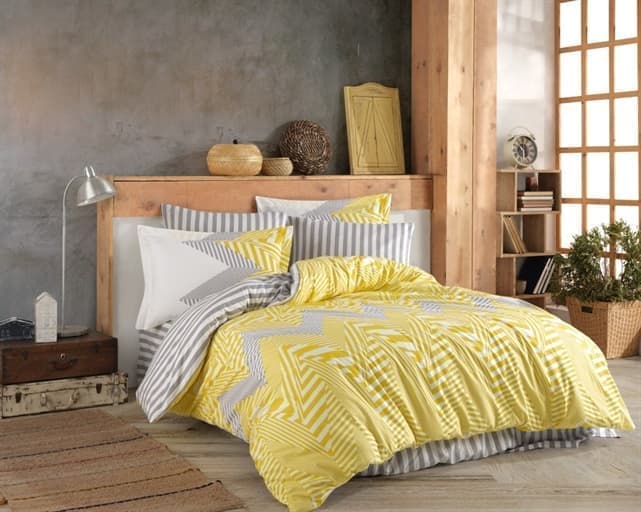 Комплект постельного белья Hobby Poplin Daniela 200x220/50x70 см 2 шт. Жовтий